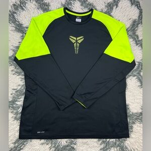 Nike Men's Kobe Bryant Mamba Fearless Dri-Fit Long Sleeve Shirt Black Volt Green